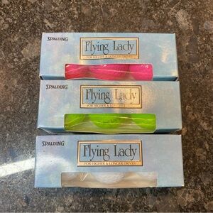 Lot Of 3 Vtg Spalding Pink Green White FLYING LADY Golf Balls 3 Packs (9 Balls)